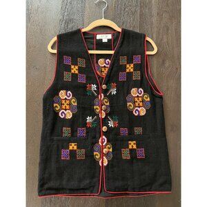 Western Style Needlepoint Vest Mediya Brand 100% Cotton